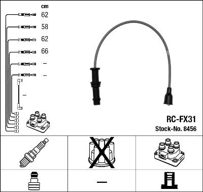 NGK 8456 - Augstsprieguma vadu komplekts adetalas.lv