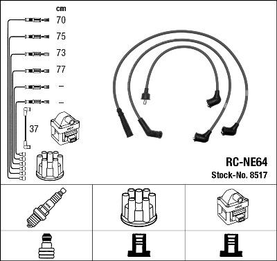 NGK 8517 - Augstsprieguma vadu komplekts adetalas.lv