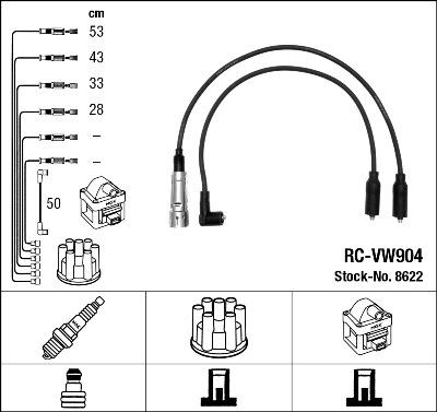 NGK 8622 - Augstsprieguma vadu komplekts adetalas.lv