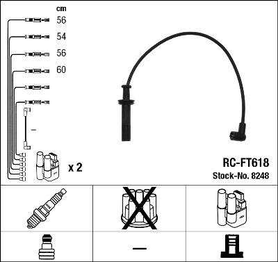 NGK 8248 - Augstsprieguma vadu komplekts adetalas.lv