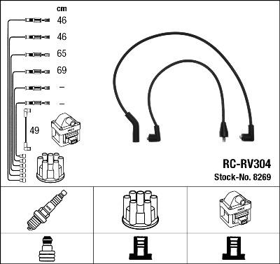 NGK 8269 - Augstsprieguma vadu komplekts adetalas.lv