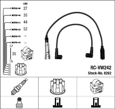 NGK 8262 - Augstsprieguma vadu komplekts adetalas.lv