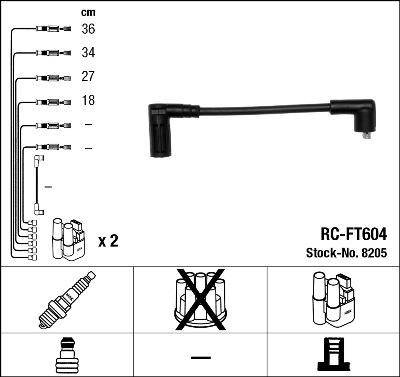 NGK 8205 - Augstsprieguma vadu komplekts adetalas.lv