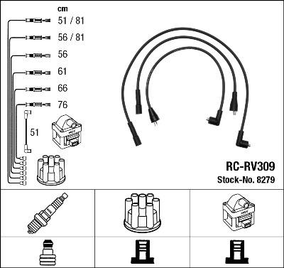 NGK 8279 - Augstsprieguma vadu komplekts adetalas.lv