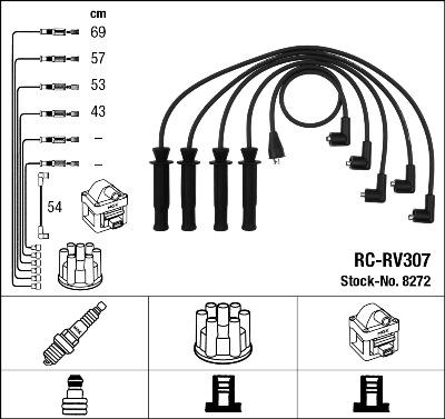 NGK 8272 - Augstsprieguma vadu komplekts adetalas.lv