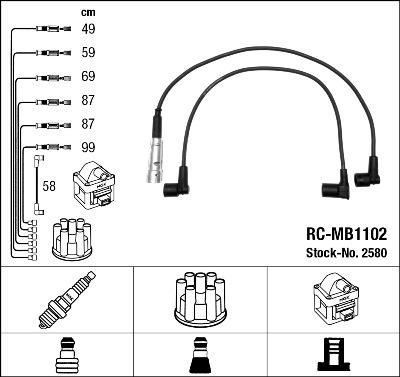 NGK 2580 - Augstsprieguma vadu komplekts adetalas.lv