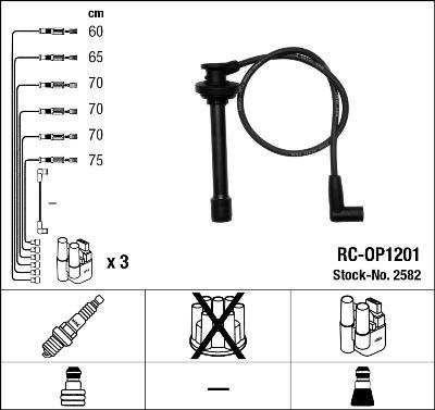 NGK 2582 - Augstsprieguma vadu komplekts adetalas.lv