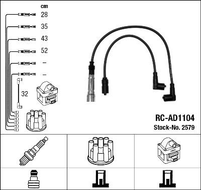 NGK 2579 - Augstsprieguma vadu komplekts adetalas.lv