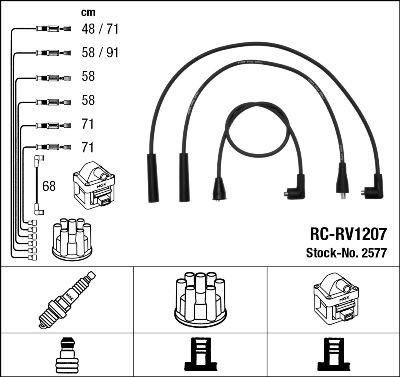 NGK 2577 - Augstsprieguma vadu komplekts adetalas.lv