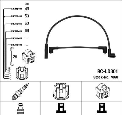 NGK 7068 - Augstsprieguma vadu komplekts adetalas.lv