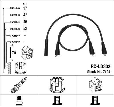 NGK 7104 - Augstsprieguma vadu komplekts adetalas.lv