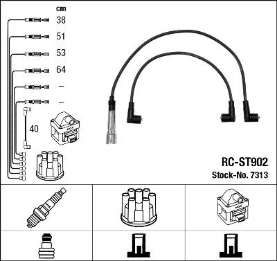 NGK 7313 - Augstsprieguma vadu komplekts adetalas.lv