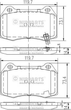 Nipparts J3601083 - Bremžu uzliku kompl., Disku bremzes adetalas.lv