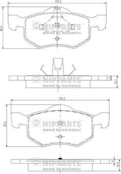 Nipparts J3603057 - Bremžu uzliku kompl., Disku bremzes adetalas.lv