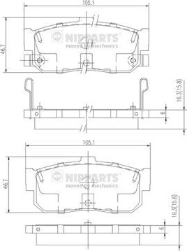 Nipparts J3611034 - Bremžu uzliku kompl., Disku bremzes adetalas.lv