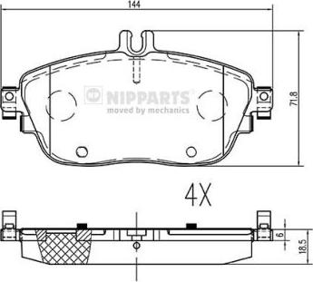 Nipparts N3601114 - Bremžu uzliku kompl., Disku bremzes adetalas.lv