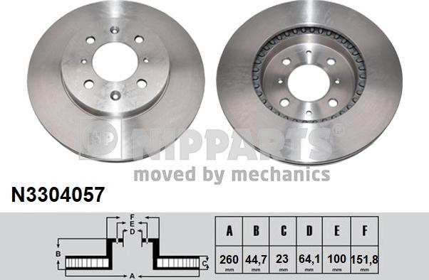 Nipparts N3304057 - Bremžu diski adetalas.lv