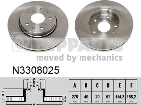 Nipparts N3308025 - Bremžu diski adetalas.lv