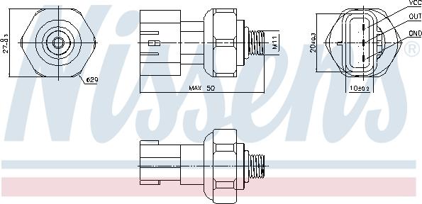 Nissens 301090 - Spiediena slēdzis, Gaisa kondicionēšanas sistēma adetalas.lv