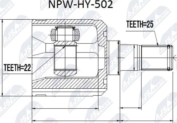 NTY NPW-HY-502 - Šarnīru komplekts, Piedziņas vārpsta adetalas.lv