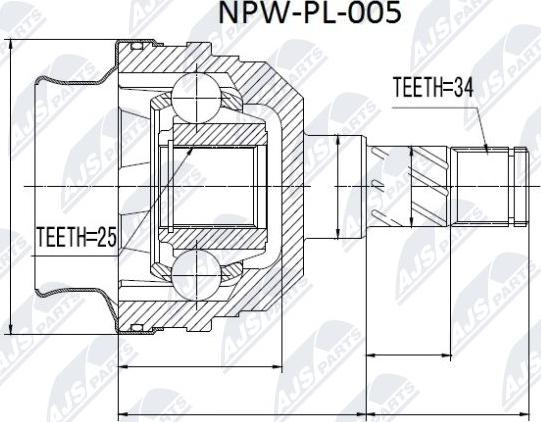 NTY NPW-PL-005 - Šarnīru komplekts, Piedziņas vārpsta adetalas.lv