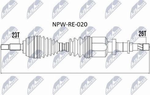 NTY NPW-RE-020 - Piedziņas vārpsta adetalas.lv