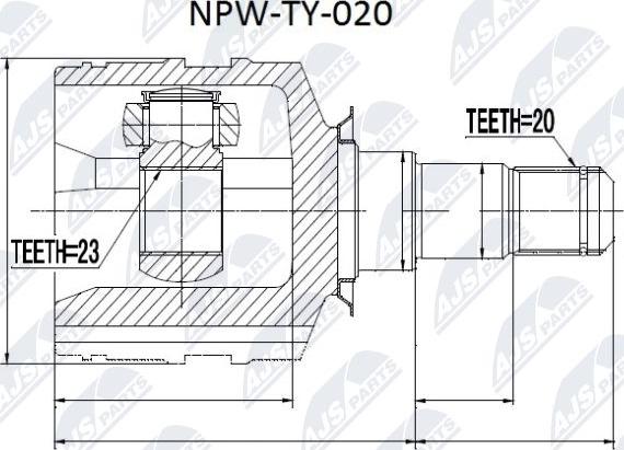 NTY NPW-TY-020 - Šarnīru komplekts, Piedziņas vārpsta adetalas.lv