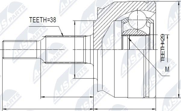 NTY NPZ-VW-033 - Šarnīru komplekts, Piedziņas vārpsta adetalas.lv