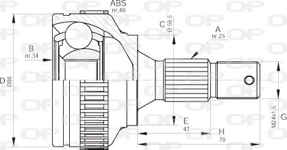 Open Parts CVJ5593.10 - Šarnīru komplekts, Piedziņas vārpsta adetalas.lv