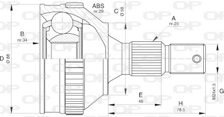 Open Parts CVJ5592.10 - Šarnīru komplekts, Piedziņas vārpsta adetalas.lv