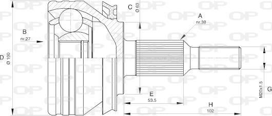 Open Parts CVJ5581.10 - Šarnīru komplekts, Piedziņas vārpsta adetalas.lv