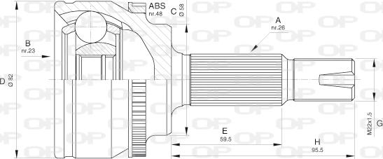 Open Parts CVJ5588.10 - Šarnīru komplekts, Piedziņas vārpsta adetalas.lv