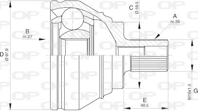 Open Parts CVJ5536.10 - Šarnīru komplekts, Piedziņas vārpsta adetalas.lv