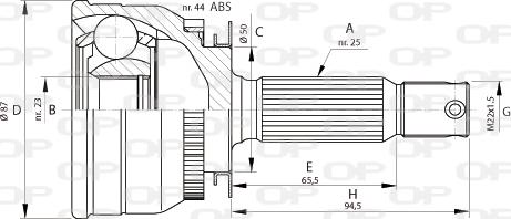 Open Parts CVJ5691.10 - Šarnīru komplekts, Piedziņas vārpsta adetalas.lv