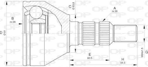 Open Parts CVJ5641.10 - Šarnīru komplekts, Piedziņas vārpsta adetalas.lv