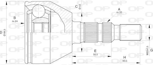 Open Parts CVJ5602.10 - Šarnīru komplekts, Piedziņas vārpsta adetalas.lv