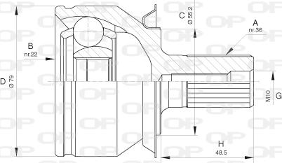 Open Parts CVJ5630.10 - Šarnīru komplekts, Piedziņas vārpsta adetalas.lv