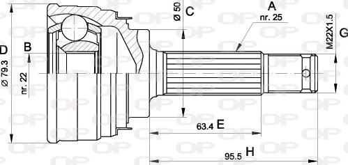 Open Parts CVJ5043.10 - Šarnīru komplekts, Piedziņas vārpsta adetalas.lv