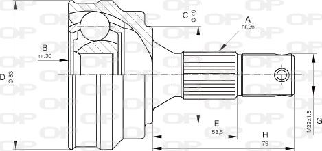 Open Parts CVJ5051.10 - Šarnīru komplekts, Piedziņas vārpsta adetalas.lv