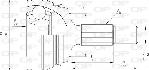 Open Parts CVJ5005.10 - Šarnīru komplekts, Piedziņas vārpsta adetalas.lv