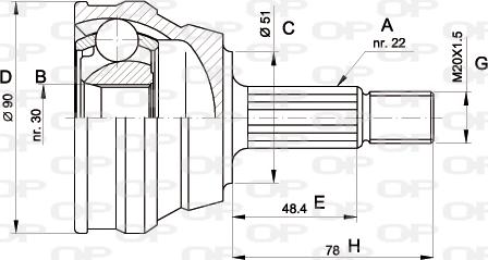 Open Parts CVJ5008.10 - Šarnīru komplekts, Piedziņas vārpsta adetalas.lv