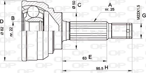 Open Parts CVJ5022.10 - Šarnīru komplekts, Piedziņas vārpsta adetalas.lv