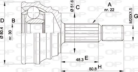 Open Parts CVJ5190.10 - Šarnīru komplekts, Piedziņas vārpsta adetalas.lv