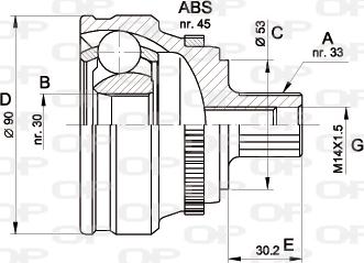 Open Parts CVJ5110.10 - Šarnīru komplekts, Piedziņas vārpsta adetalas.lv