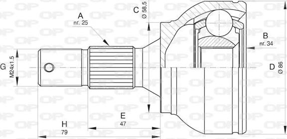 Open Parts CVJ5802.10 - Šarnīru komplekts, Piedziņas vārpsta adetalas.lv