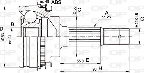 Open Parts CVJ5341.10 - Šarnīru komplekts, Piedziņas vārpsta adetalas.lv