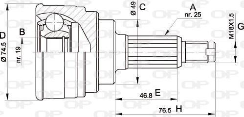 Open Parts CVJ5352.10 - Šarnīru komplekts, Piedziņas vārpsta adetalas.lv