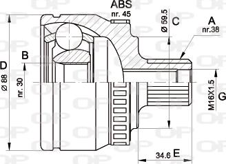 Open Parts CVJ5364.10 - Šarnīru komplekts, Piedziņas vārpsta adetalas.lv