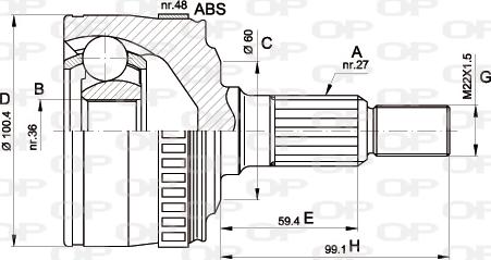 Open Parts CVJ5360.10 - Šarnīru komplekts, Piedziņas vārpsta adetalas.lv