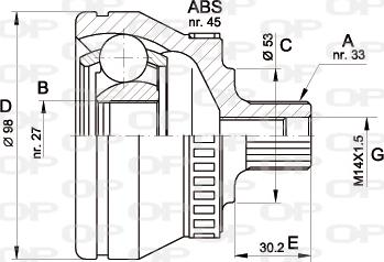 Open Parts CVJ5368.10 - Šarnīru komplekts, Piedziņas vārpsta adetalas.lv